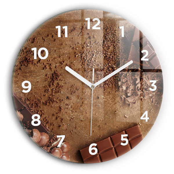 Round glass wall clock Chocolate bars