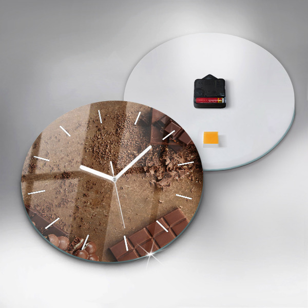 Round glass wall clock Chocolate bars