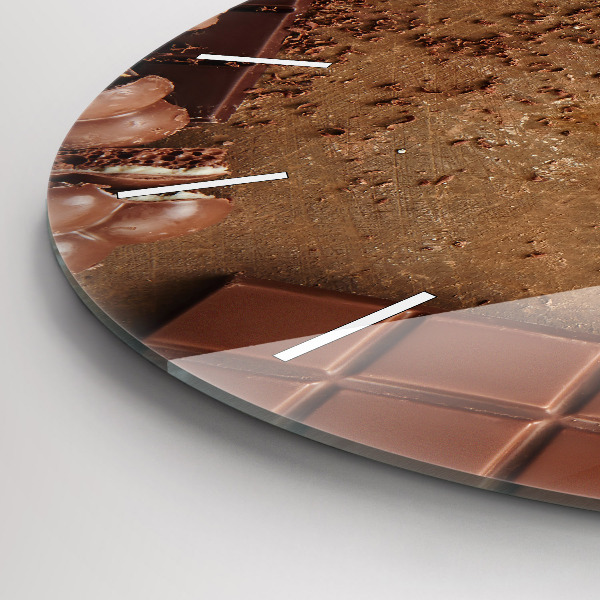 Round glass wall clock Chocolate bars