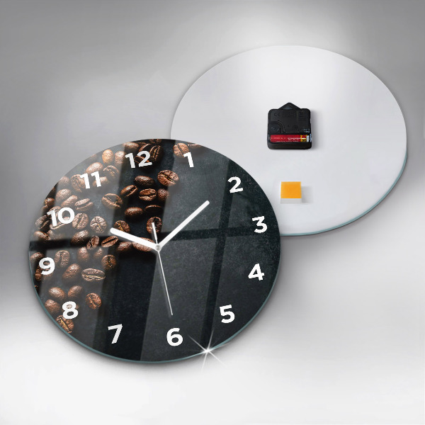 Round glass wall clock Coffee beans