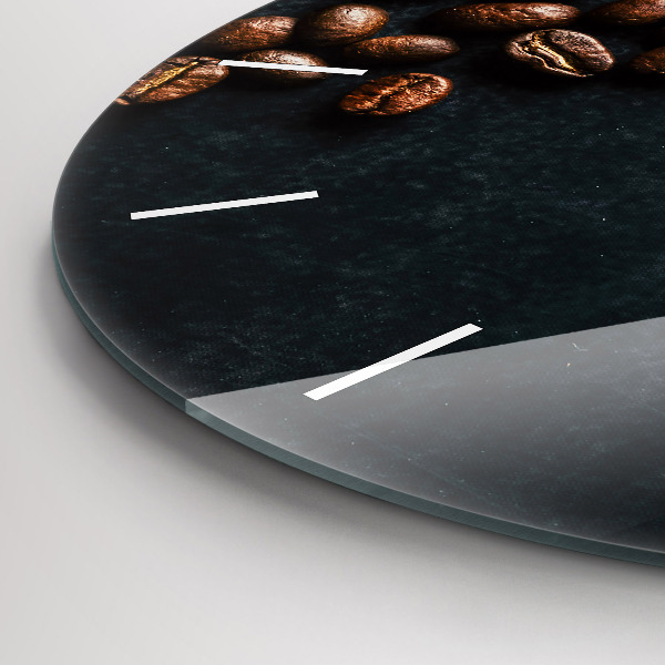 Round glass wall clock Coffee beans