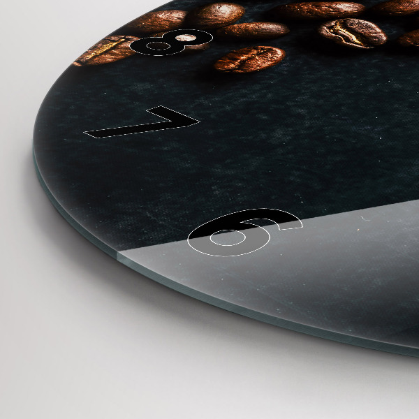 Round glass wall clock Coffee beans