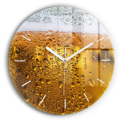 Round glass wall clock A mug of beer