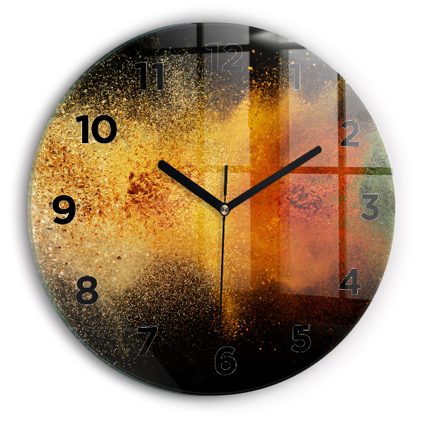 Round glass wall clock Spices scattered