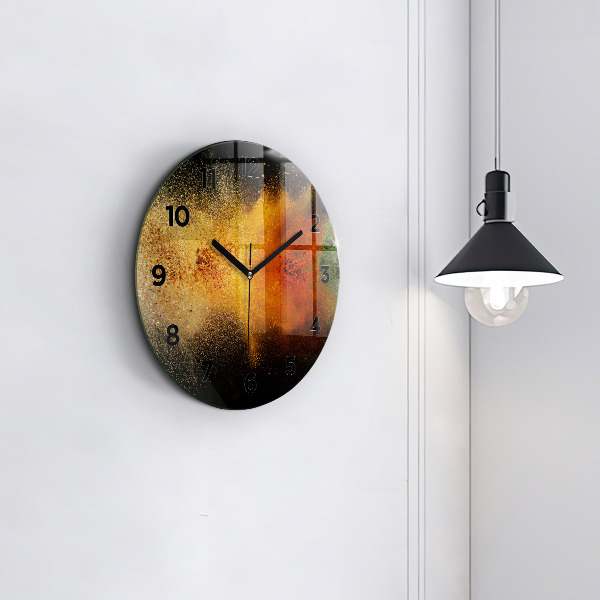 Round glass wall clock Spices scattered