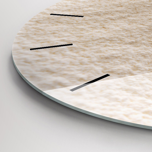 Round glass wall clock Flour and ears of grain