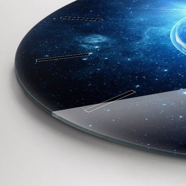 Round glass wall clock Earth and Galaxy – NASA