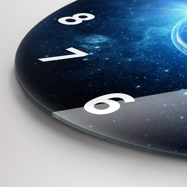 Round glass wall clock Earth and Galaxy – NASA