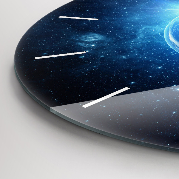 Round glass wall clock Earth and Galaxy – NASA