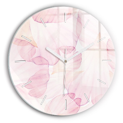 Round glass wall clock Watercolor petals