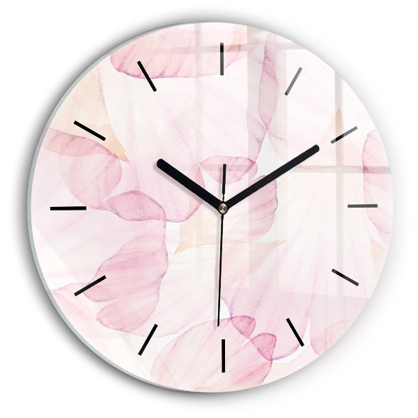 Round glass wall clock Watercolor petals