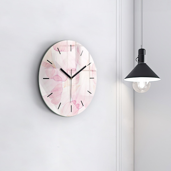 Round glass wall clock Watercolor petals