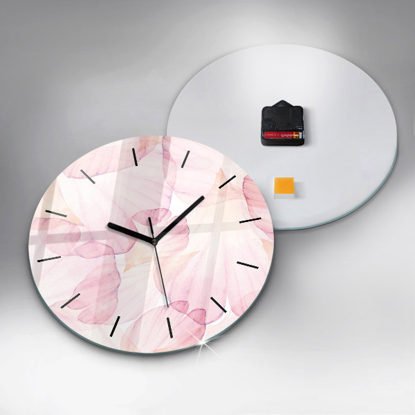 Round glass wall clock Watercolor petals