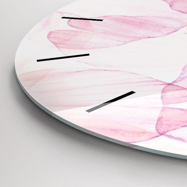 Round glass wall clock Watercolor petals