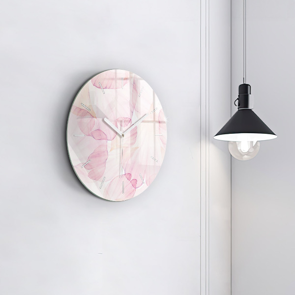 Round glass wall clock Watercolor petals