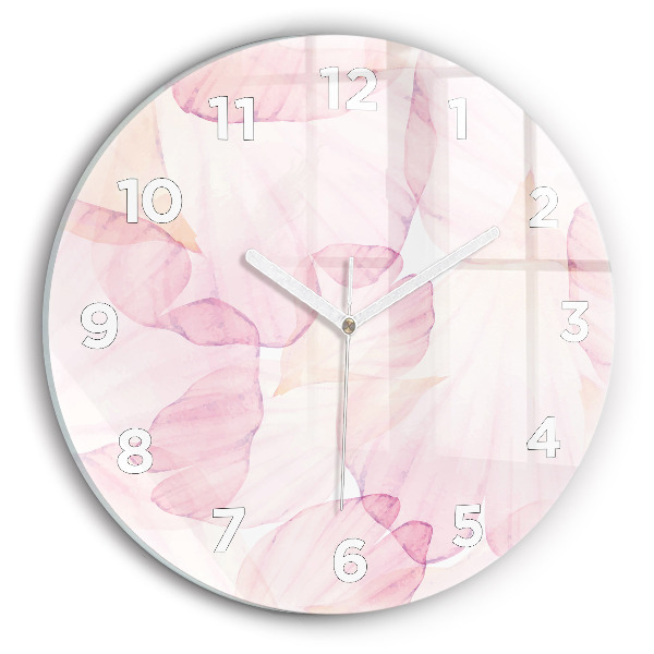 Round glass wall clock Watercolor petals
