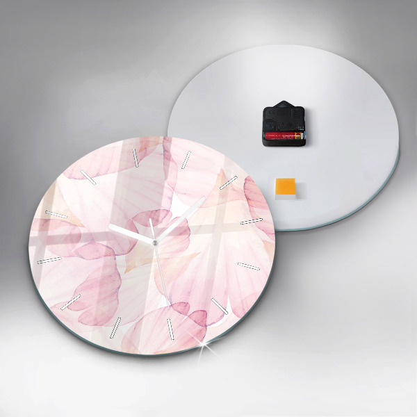 Round glass wall clock Watercolor petals