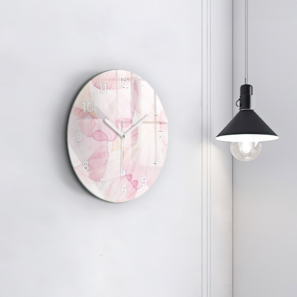 Round glass wall clock Watercolor petals