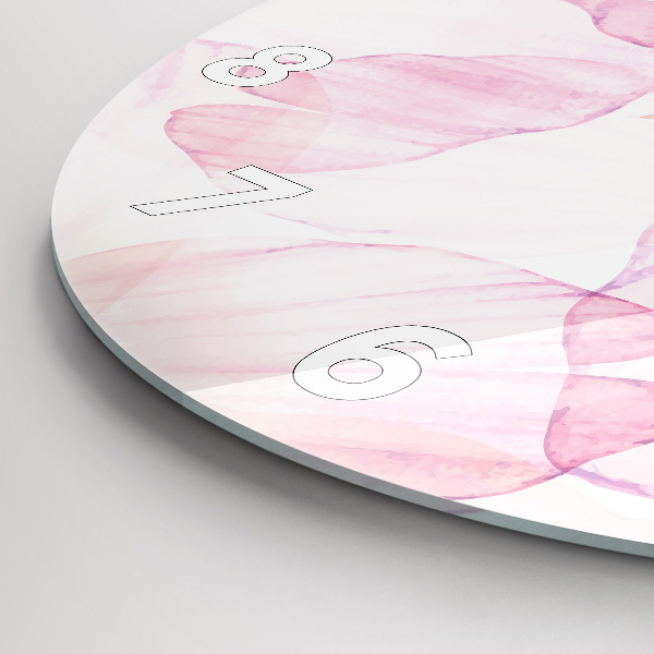 Round glass wall clock Watercolor petals