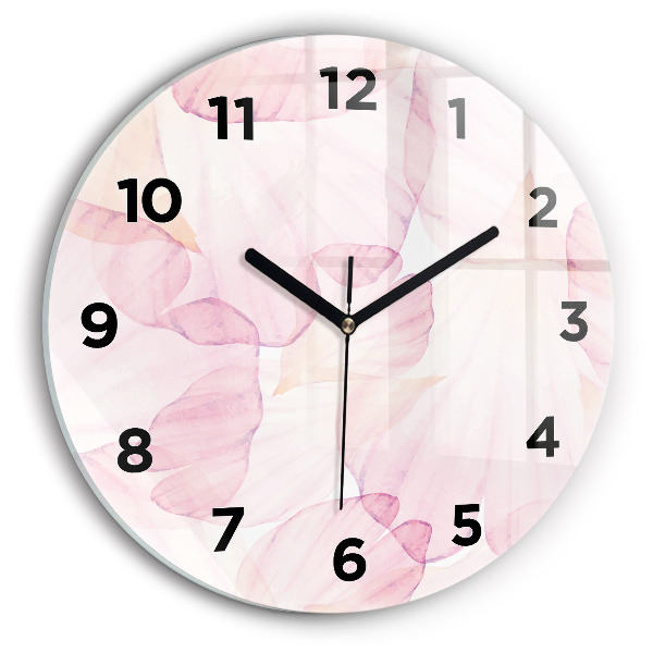 Round glass wall clock Watercolor petals