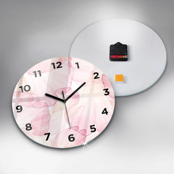 Round glass wall clock Watercolor petals