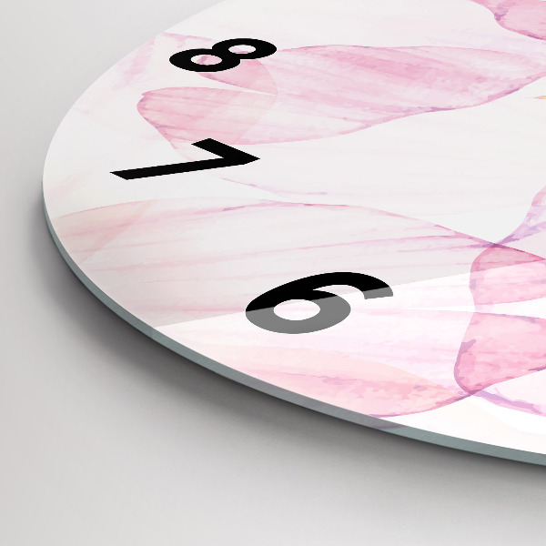 Round glass wall clock Watercolor petals