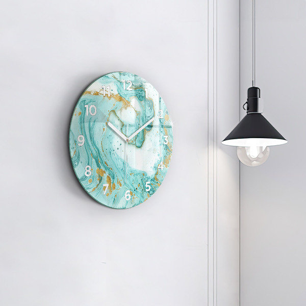 Round glass wall clock Marble texture
