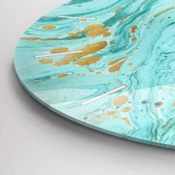 Round glass wall clock Marble texture