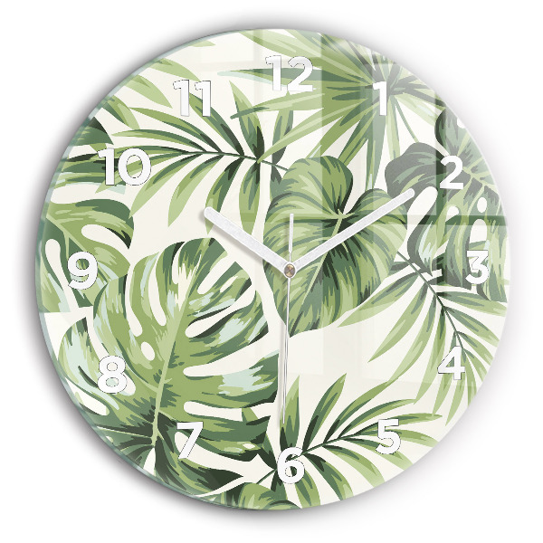 Round glass wall clock Tropical pattern