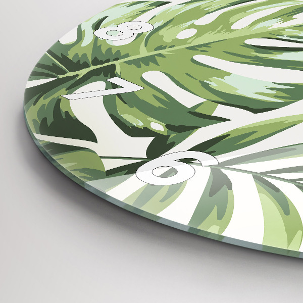 Round glass wall clock Tropical pattern