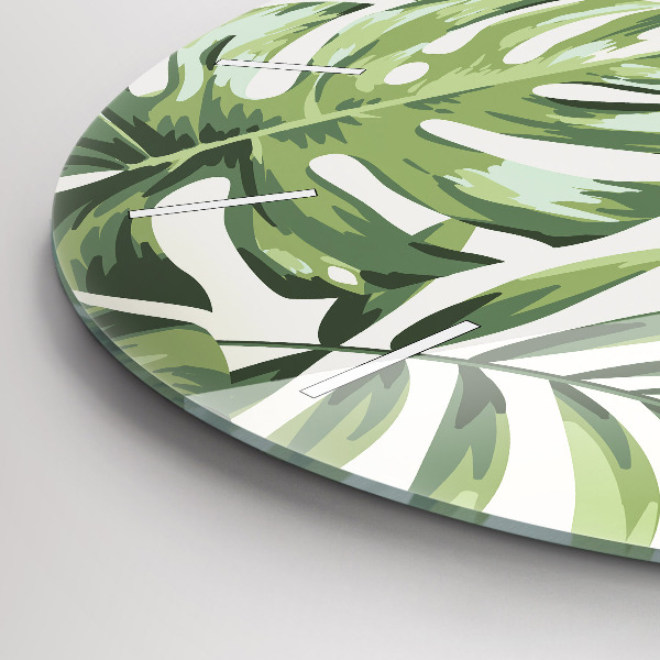 Round glass wall clock Tropical pattern