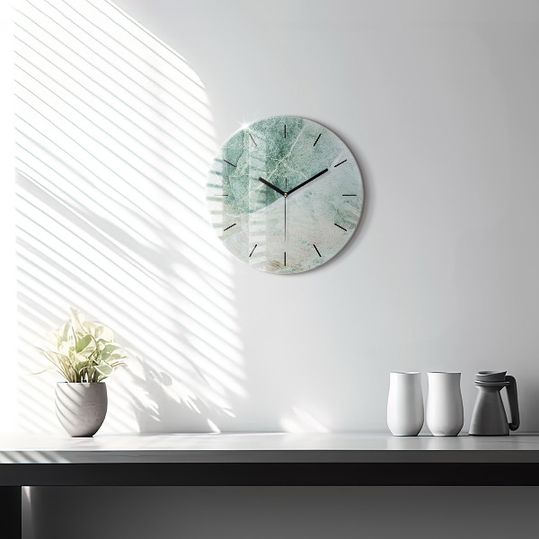 Round glass wall clock Marble Stone Texture