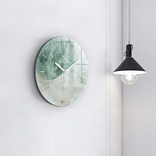 Round glass wall clock Marble Stone Texture