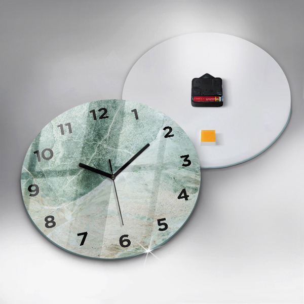 Round glass wall clock Marble Stone Texture