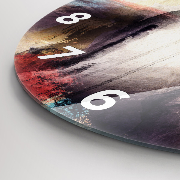 Round glass wall clock Abstract portrait of a woman