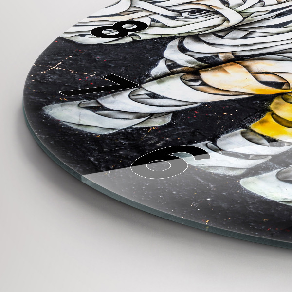 Round glass wall clock Abstract rhino