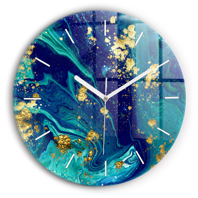 Round glass wall clock Modern abstraction