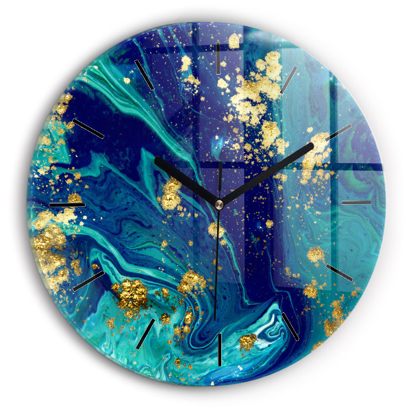 Round glass wall clock Modern abstraction