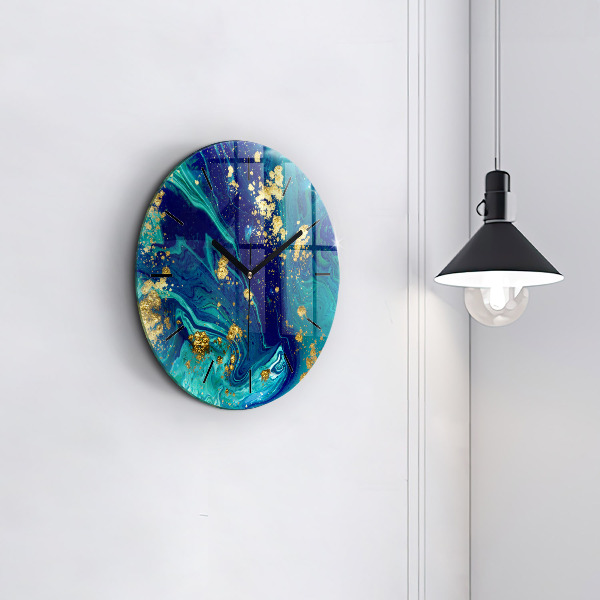 Round glass wall clock Modern abstraction