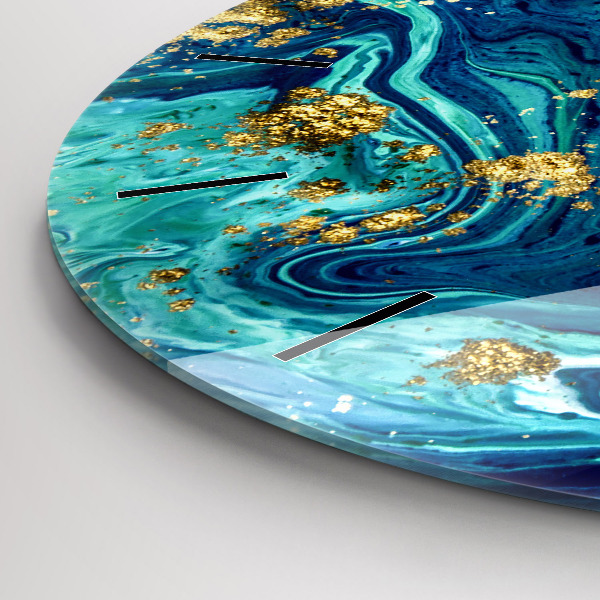 Round glass wall clock Modern abstraction