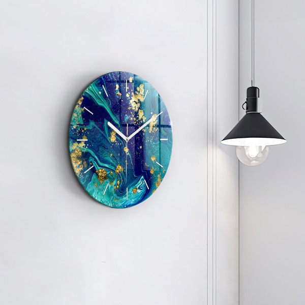 Round glass wall clock Modern abstraction
