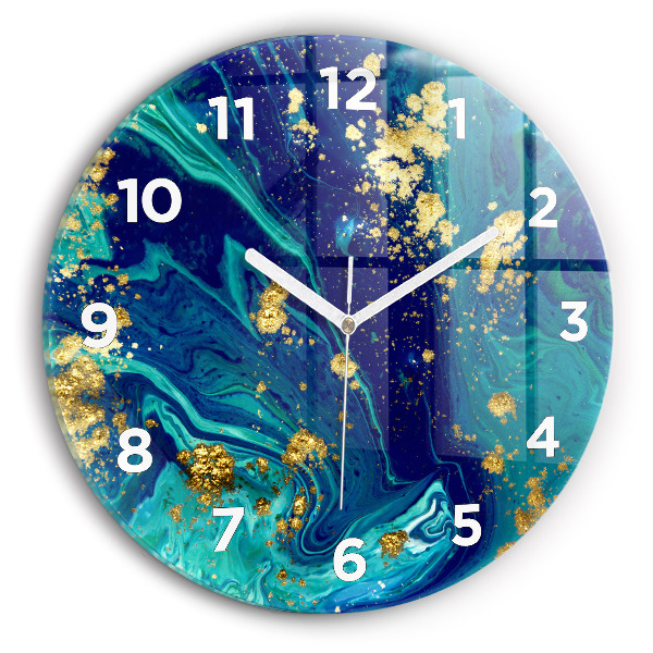 Round glass wall clock Modern abstraction