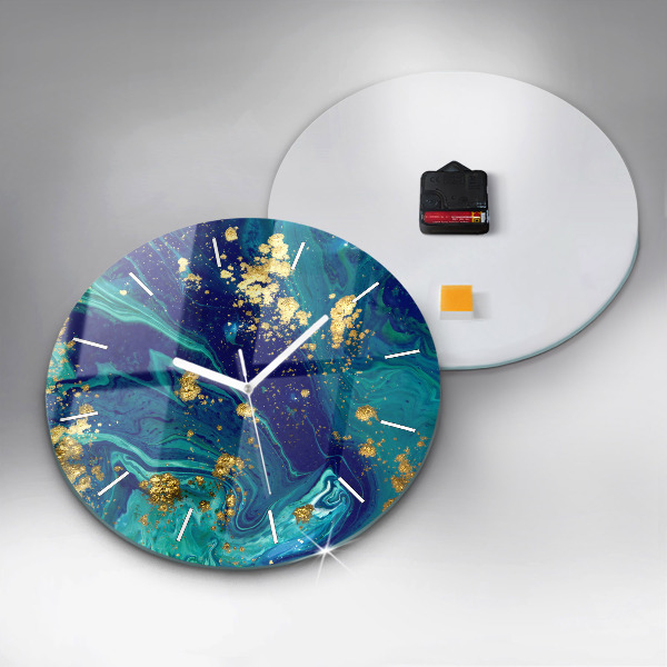 Round glass wall clock Modern abstraction