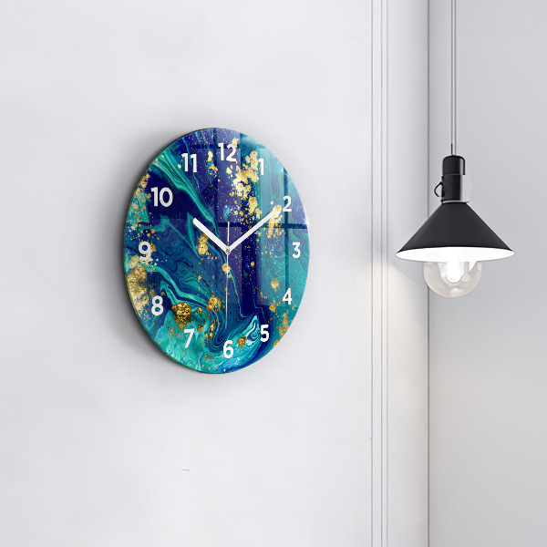 Round glass wall clock Modern abstraction