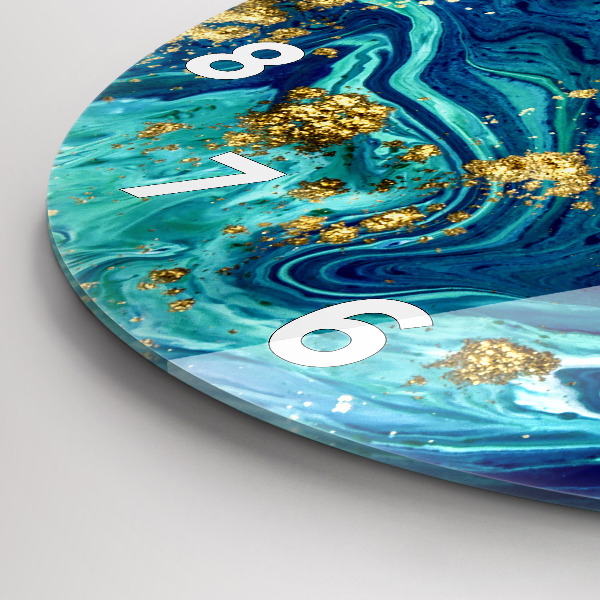 Round glass wall clock Modern abstraction