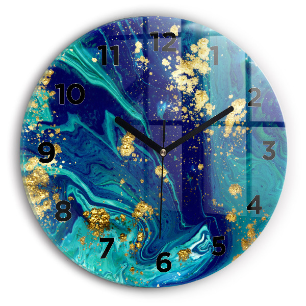 Round glass wall clock Modern abstraction