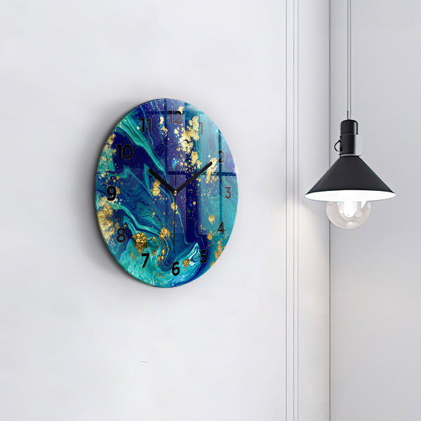 Round glass wall clock Modern abstraction
