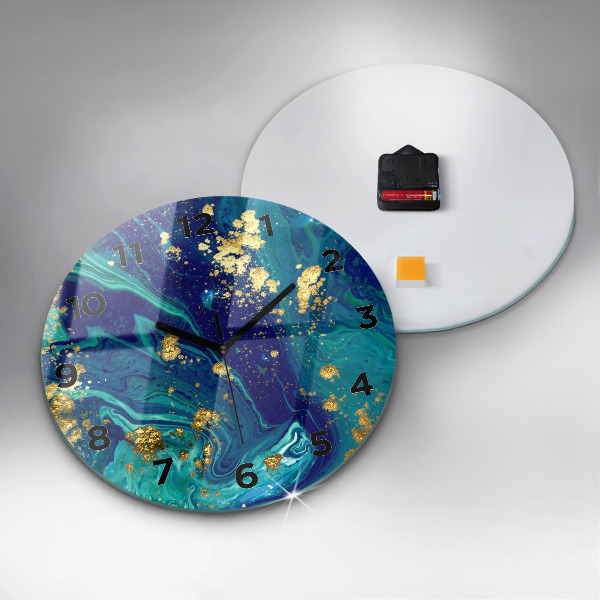 Round glass wall clock Modern abstraction