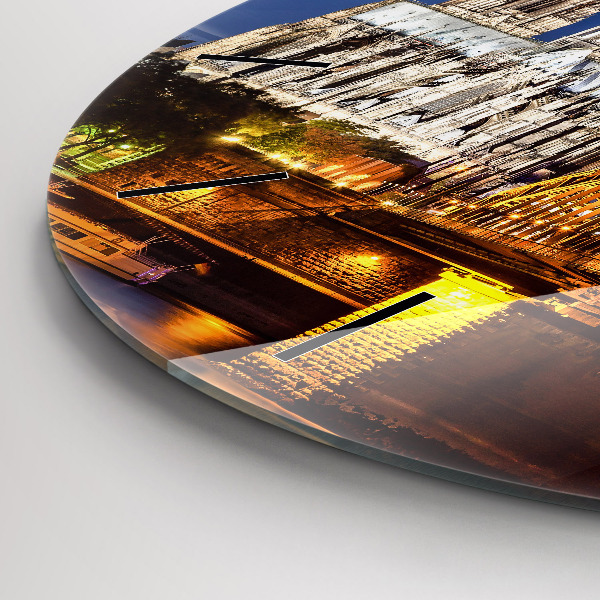 Round glass wall clock Bridge in Germany