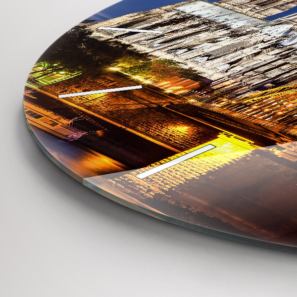 Round glass wall clock Bridge in Germany